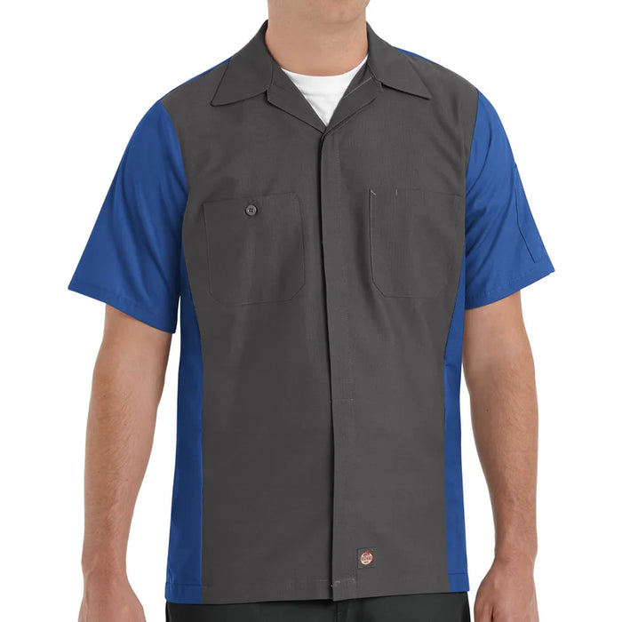 Red Kap® Men's Short Sleeve Two-Tone Crew Shirt - Charcoal/Royal Blue - SY20