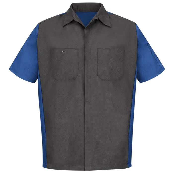 Red Kap® Men's Short Sleeve Two-Tone Crew Shirt - Charcoal/Royal Blue - SY20