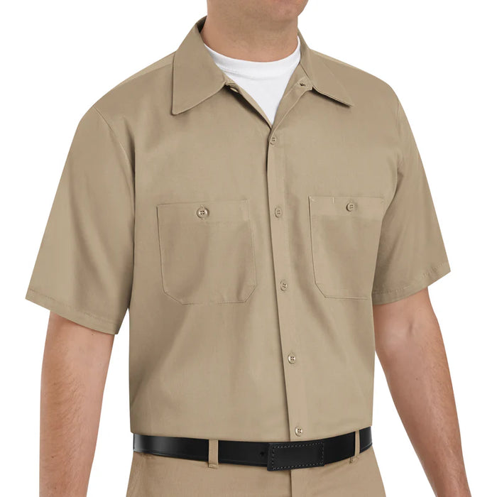 Red Kap® Men's Short Sleeve Wrinkle-Resistant Cotton Work Shirt - Khaki - SC40