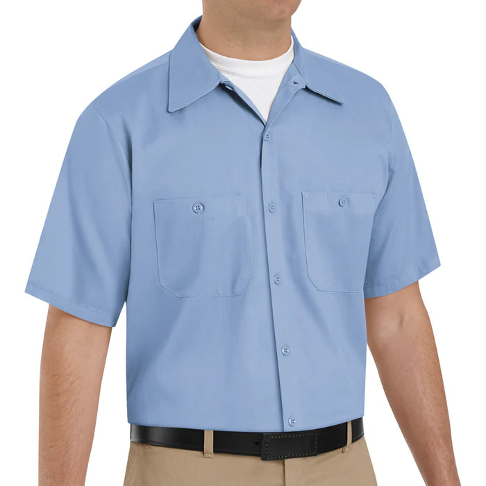 Red Kap® Men's Short Sleeve Wrinkle-Resistant Cotton Work Shirt - Light Blue - SC40