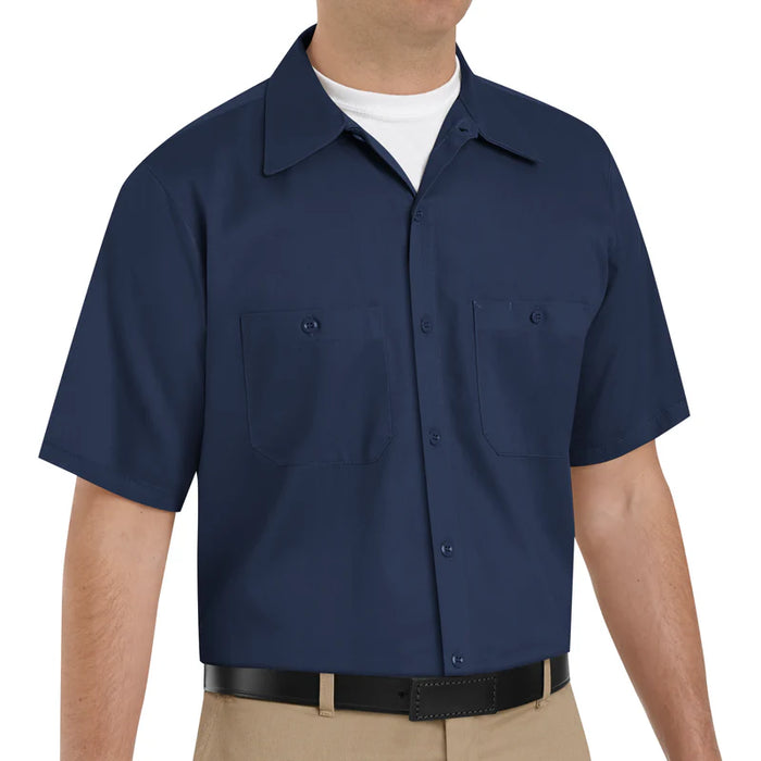 Red Kap® Men's Short Sleeve Wrinkle-Resistant Cotton Work Shirt - Navy - SC40