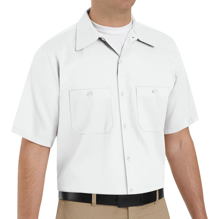 Red Kap® Men's Short Sleeve Wrinkle-Resistant Cotton Work Shirt - White - SC40