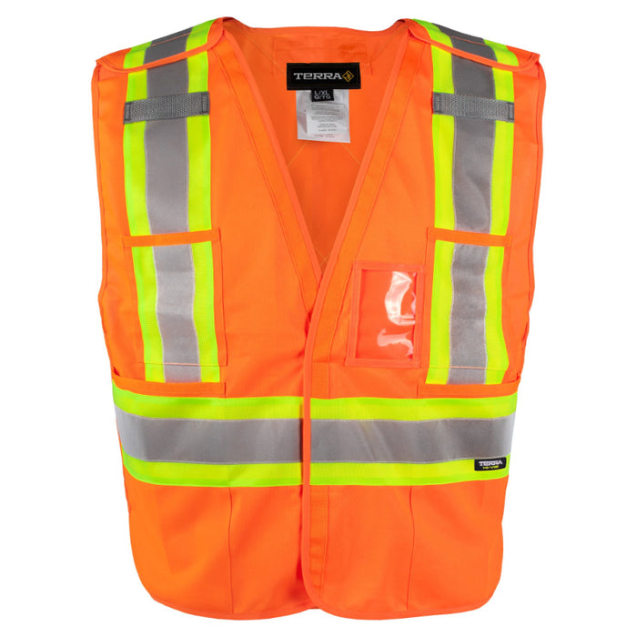 Terra® Hi-Vis Solid 5 Point Tear Away Polyester Safety Vest - CSA Class 2 Level 2 - 116600