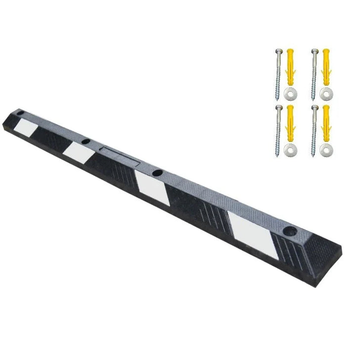 Parking Block - 6 Foot Long - Rubber Curb Wheel Stop - With Installation Lag Bolts - White