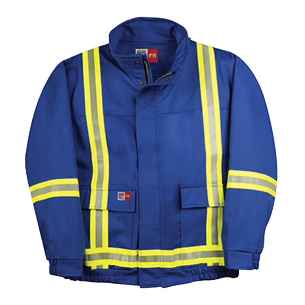 Blue high visibility jackets and safety coats