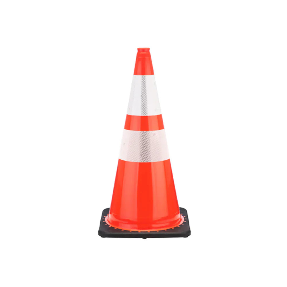 orange traffic cones for road safety and construction