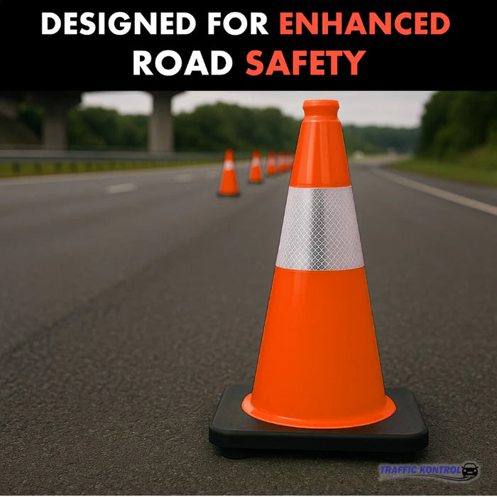 18" Traffic Cone - 3 Lbs - Safety Orange - 6" Inch Hi Intensity Reflective Collars - Bulk Pallet