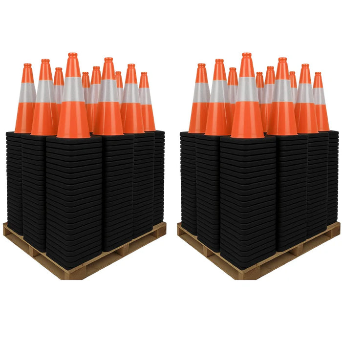 18" Traffic Cone - 3 Lbs - Safety Orange - 6" Inch Hi Intensity Reflective Collars - Bulk Pallet