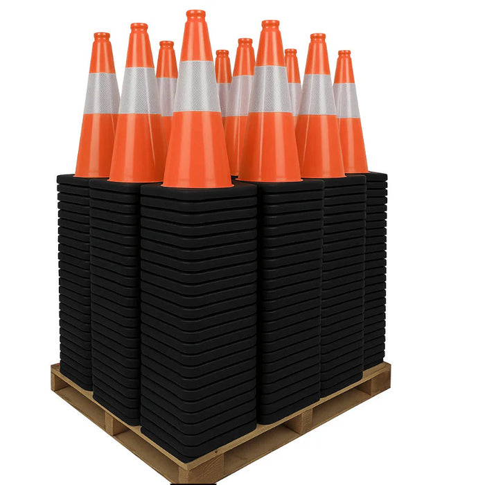 18" Traffic Cone - 3 Lbs - Safety Orange - 6" Inch Hi Intensity Reflective Collars - Bulk Pallet