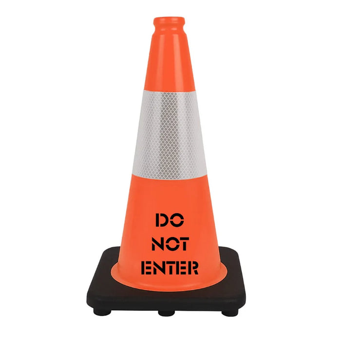 18" DO NOT ENTER Traffic Cone - 3 Lbs - Safety Orange - 6" Inch Hi Intensity Reflective Collars - Bulk Pallet