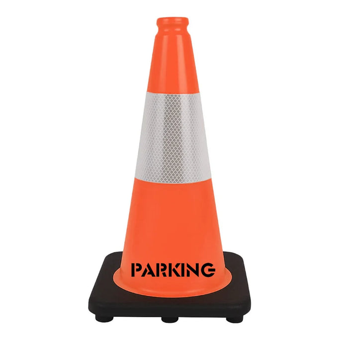 18" PARKING Traffic Cone - 3 Lbs - Safety Orange - 6" Inch Hi Intensity Reflective Collars - Bulk Pallet