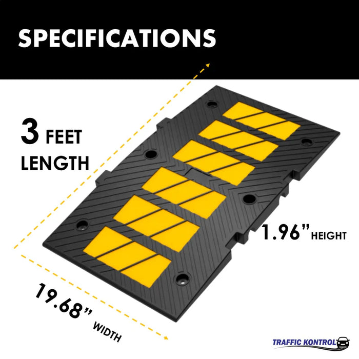 Rubber Speed Hump - 3 Feet Long - Yellow Black - Bulk Pallet