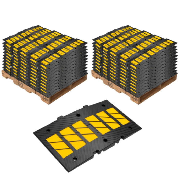 Rubber Speed Hump - 3 Feet Long - Yellow Black - Bulk Pallet