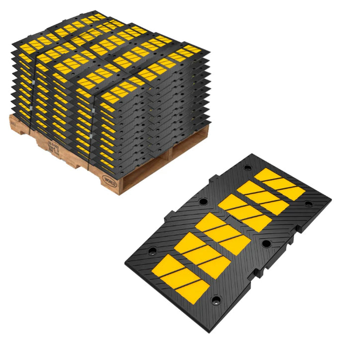 Rubber Speed Hump - 3 Feet Long - Yellow Black - Bulk Pallet