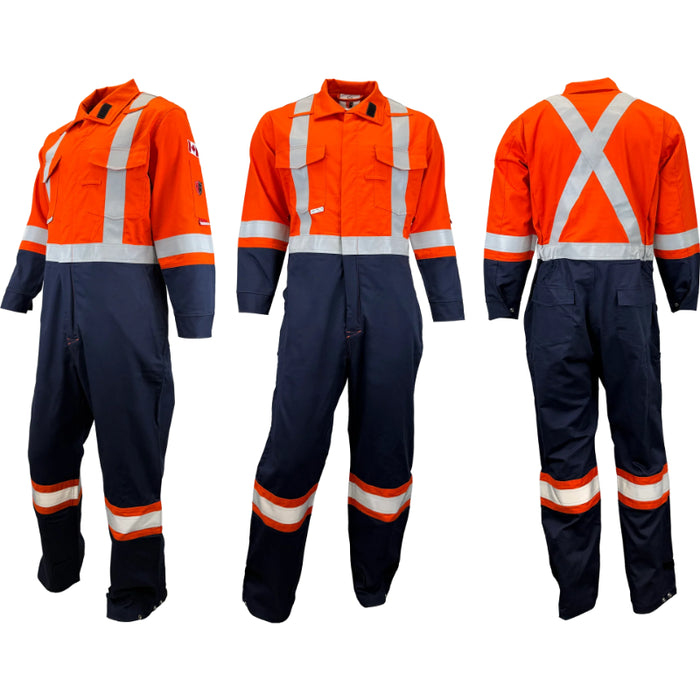 Atlas Workwear® Atlas Guardian® FR/AR Hi Vis 2 Tone Coveralls - Orange/ Navy - 1076NB