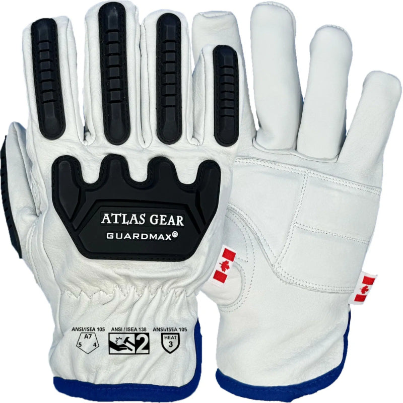 Atlas GuardMax® Leather Impact Safety Gloves w/ Padded Palm - PS801 ...