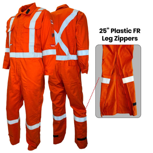 Atlas Guardian® FR / ARC Flash Hi Vis Safety Coveralls w / Plastic Leg Zippers - 1272