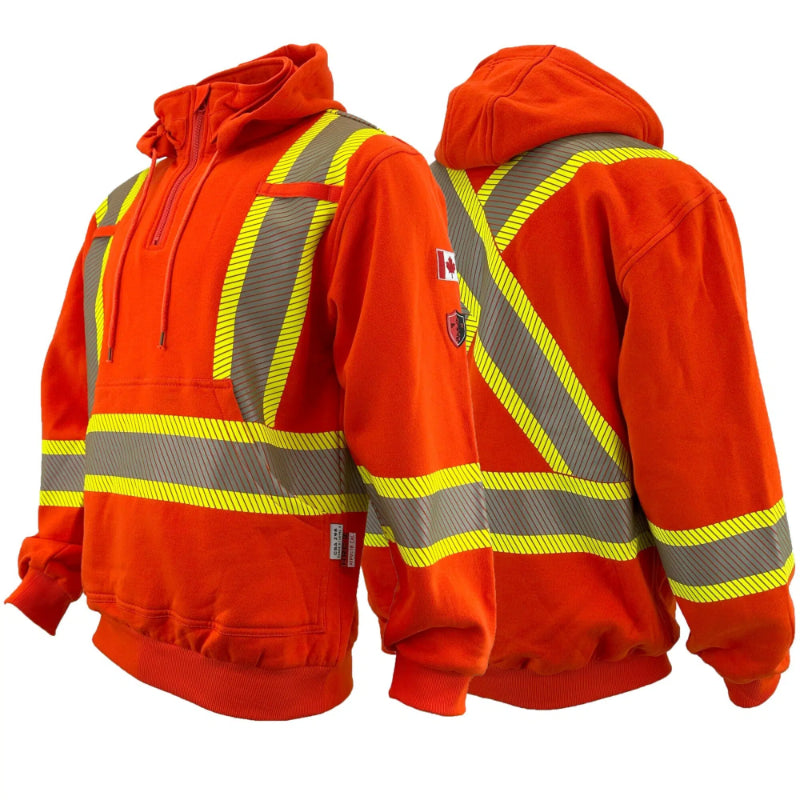 Atlas Guardian® FR / Arc Flash Quarter Zip Hoodies with Segmented Stri ...