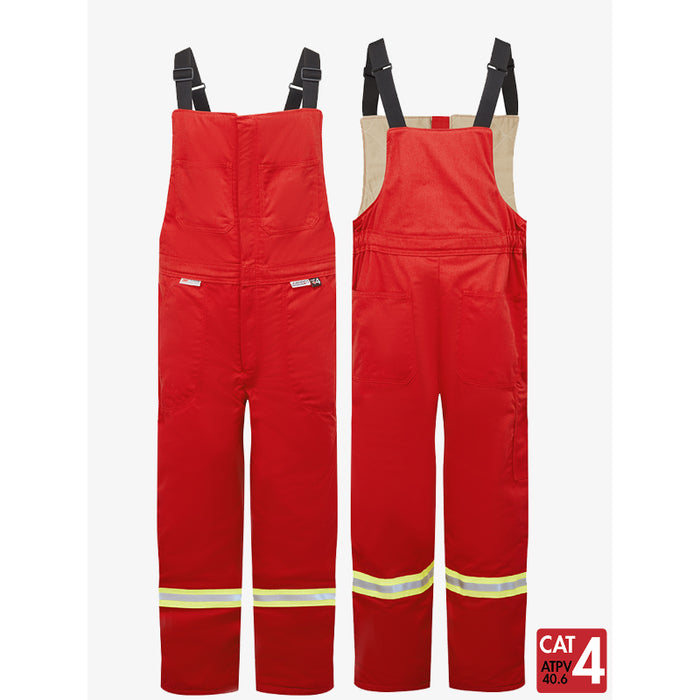 IFR Workwear® Avenger 9 OZ Isulated Bib Pants Reflective Striping - Style 3225 - Red