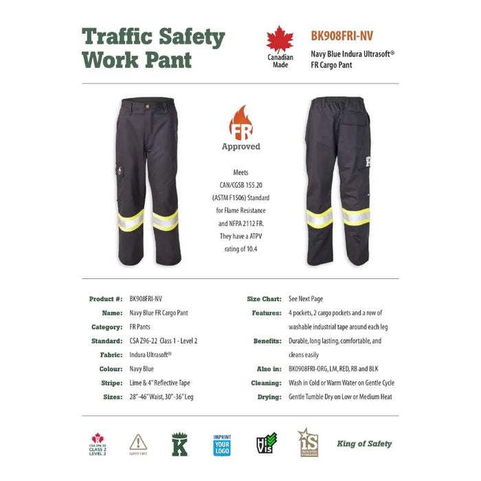 Big K Clothing® Fire Retardant Indura Ultrasoft Cargo Pant - BK908FRI