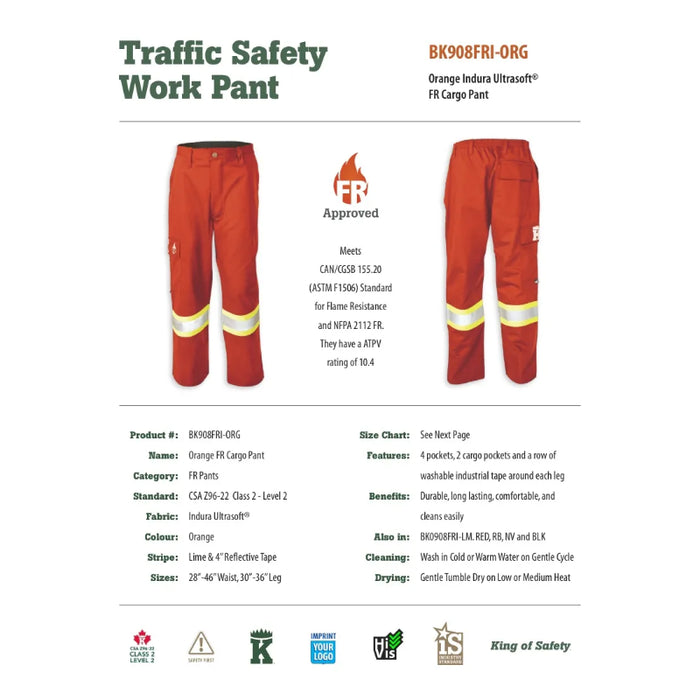 Big K Clothing® Fire Retardant Indura Ultrasoft Cargo Pant - BK908FRI