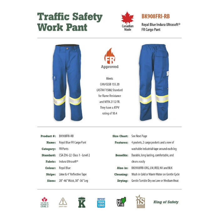 Big K Clothing® Fire Retardant Indura Ultrasoft Cargo Pant - BK908FRI