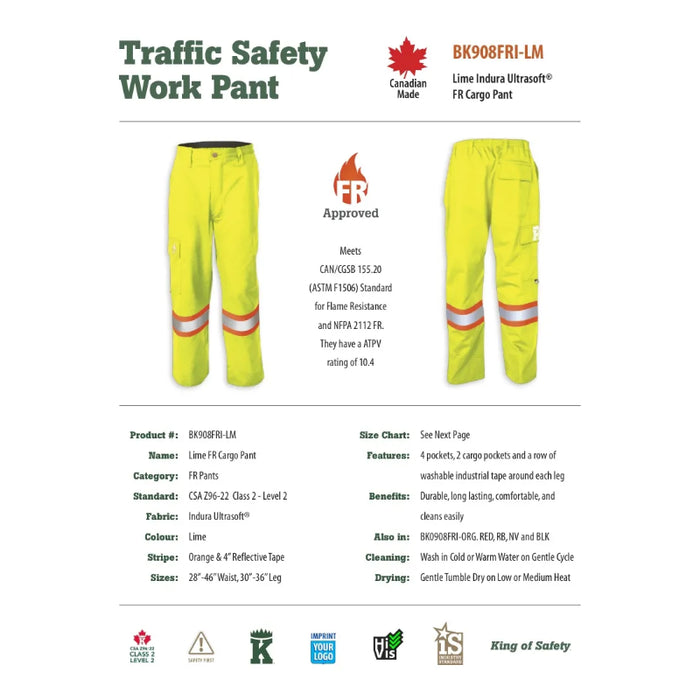 Big K Clothing® Fire Retardant Indura Ultrasoft Cargo Pant - BK908FRI