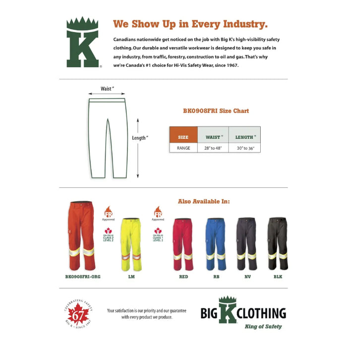 Big K Clothing® Fire Retardant Indura Ultrasoft Cargo Pant - BK908FRI