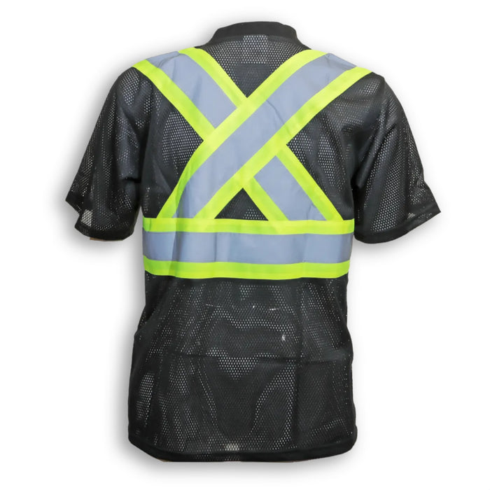 Big K Clothing® High Visibility Mesh Polyester Safety T-Shirt - Black - BK095
