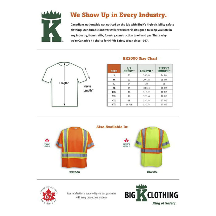 Big K Clothing® High Visibility Poly/Cotton Safety T-Shirt - BK200