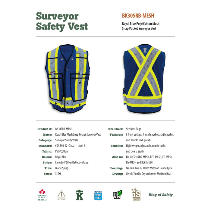 Big K Clothing® High Visibility Poly/Cotton Surveyor Safety Vest - BK305-Mesh