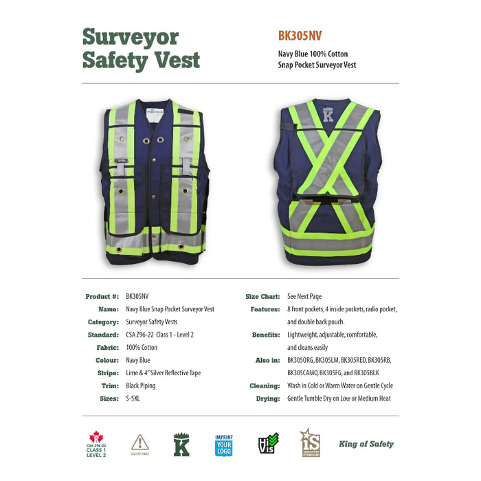 Big K Clothing® High Visibility Poly/Cotton Surveyor Safety Vest - BK305