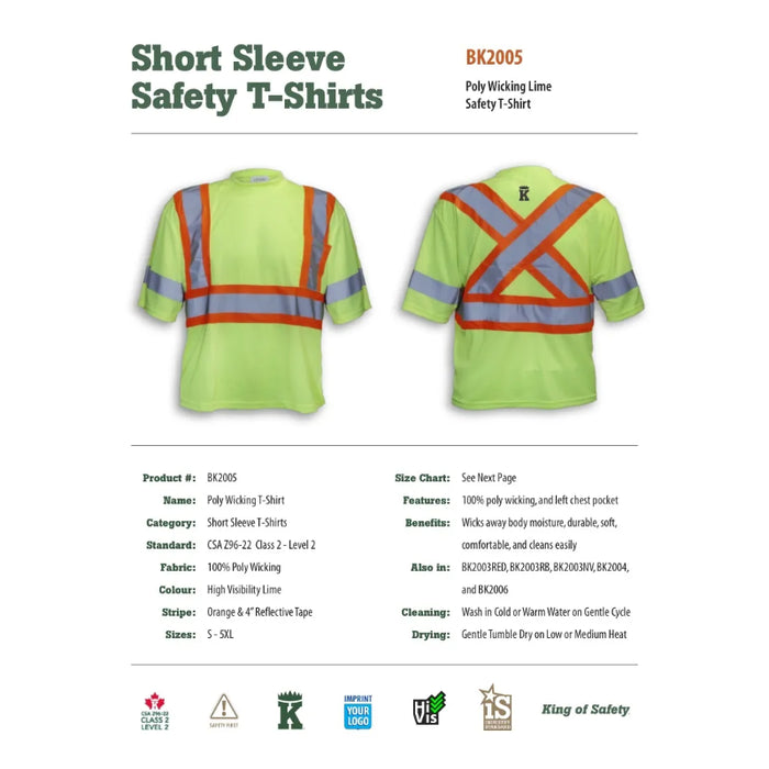 Big K Clothing® High Visibility Poly Moisture Wicking Safety T-Shirt - BK200X