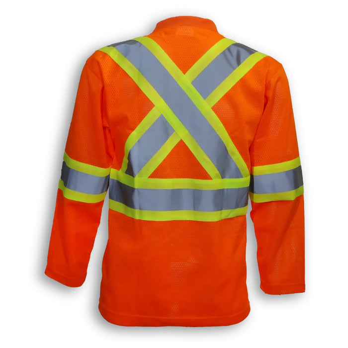 Big K Clothing® High Visibility Polyester Mesh Long Sleeve Safety Shirt - Orange - BK067
