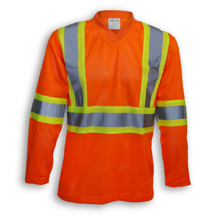 Big K Clothing® High Visibility Polyester Mesh Long Sleeve Safety Shirt - Orange - BK067