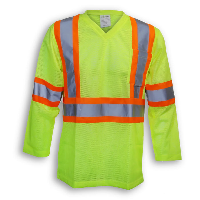 Big K Clothing® High Visibility Polyester Mesh Long Sleeve Safety Shirt - Yellow Lime - BK046