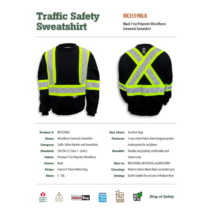 Big K Clothing® High Visibility Polyester Microfleece Crewneck Safety Sweatshirt - BK3559