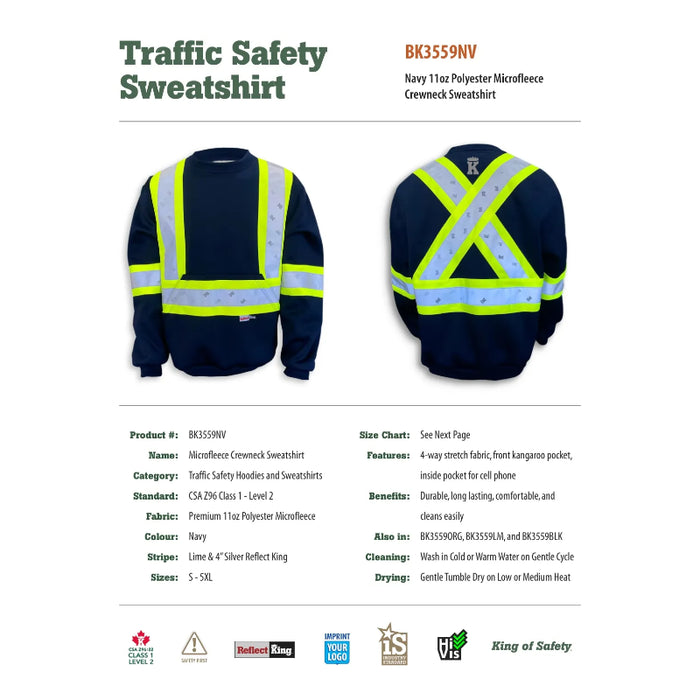 Big K Clothing® High Visibility Polyester Microfleece Crewneck Safety Sweatshirt - BK3559