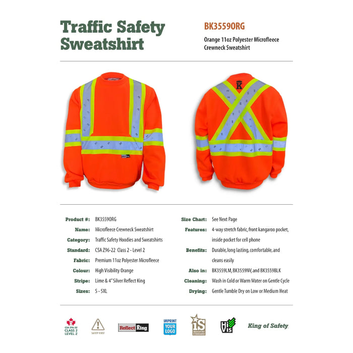 Big K Clothing® High Visibility Polyester Microfleece Crewneck Safety Sweatshirt - BK3559