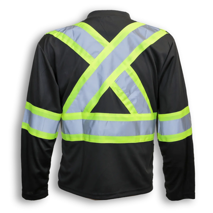 Big K Clothing® High Visibility Polyester Wicking Long Sleeve Safety Shirt - Black - BK776