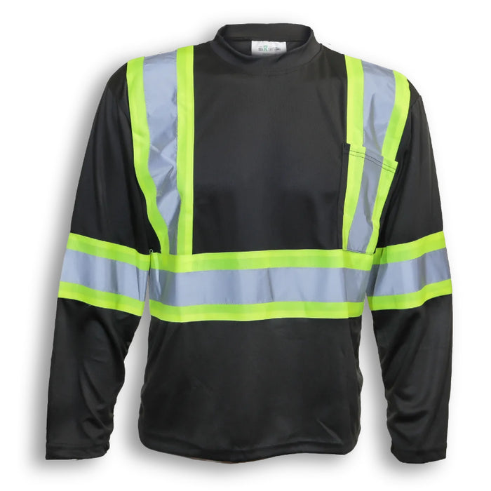 Big K Clothing® High Visibility Polyester Wicking Long Sleeve Safety Shirt - Black - BK776