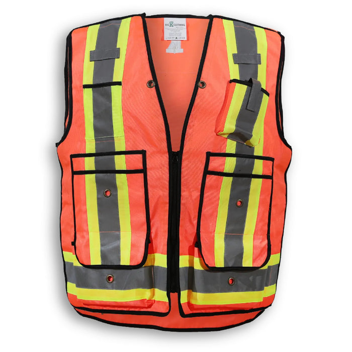Big K Clothing® High Visibility 600D Oxford Polyester Surveyor Safety Vest - BK306
