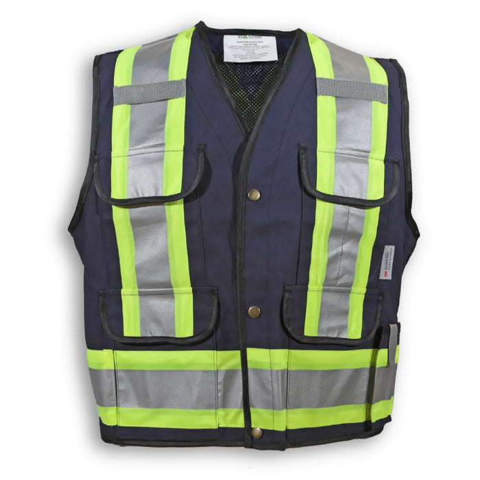 Big K Clothing® High Visibility Poly/Cotton Mesh Supervisor Safety Vest - Navy - BK700