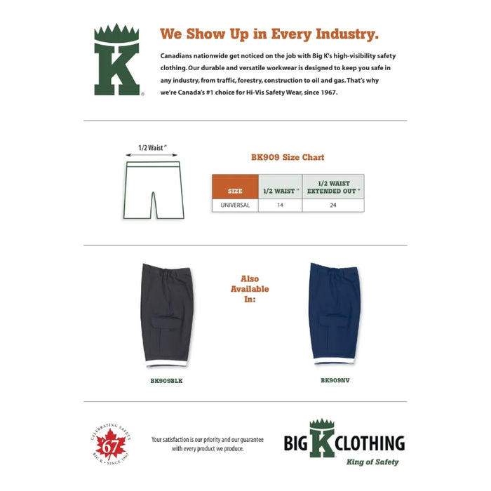 Big K Clothing® Polyester/Cotton Cargo Workwear Shorts - BK909