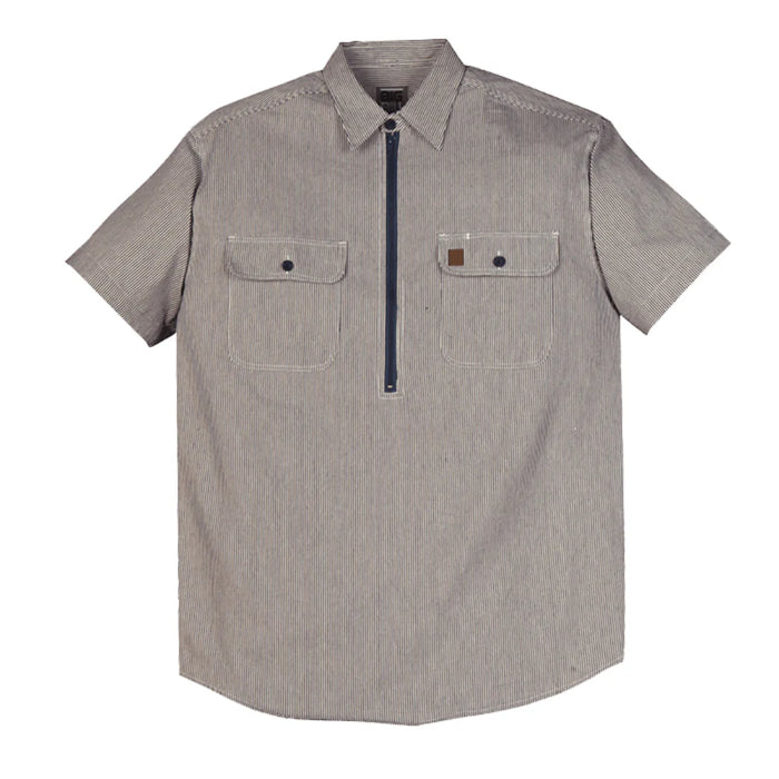 Big Bill Short-Sleeve Hickory Stripe Shirt with Half-Zip - 183S