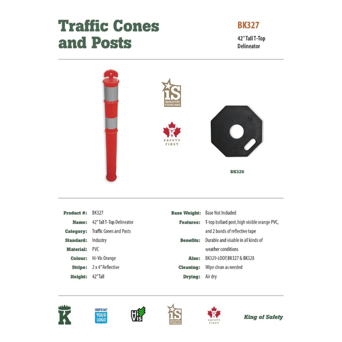 Big K® 42” Tall T-Top Bollard Post - BK327
