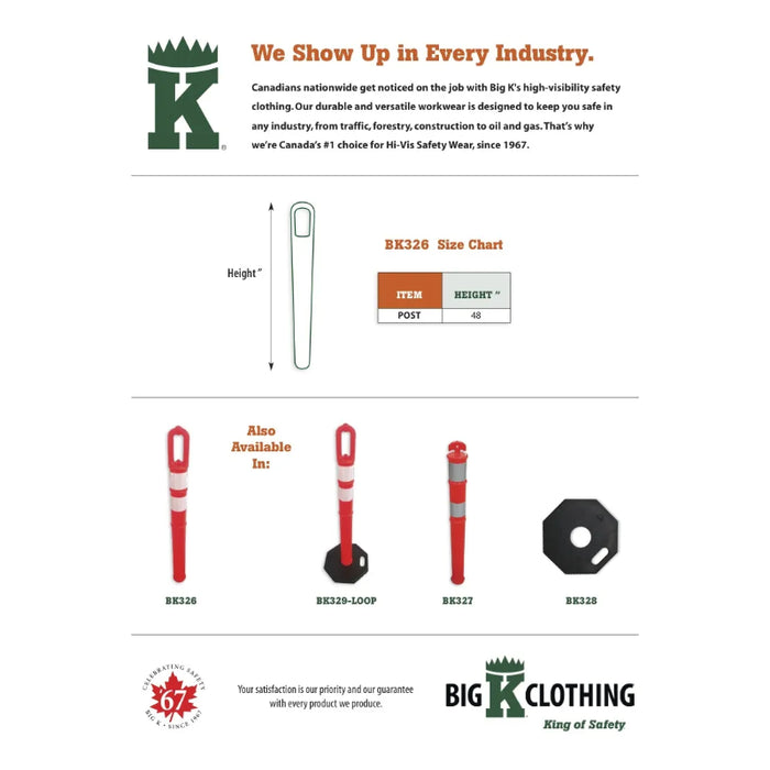 Big K® 48" Tall Loop Top Delineator - BK326