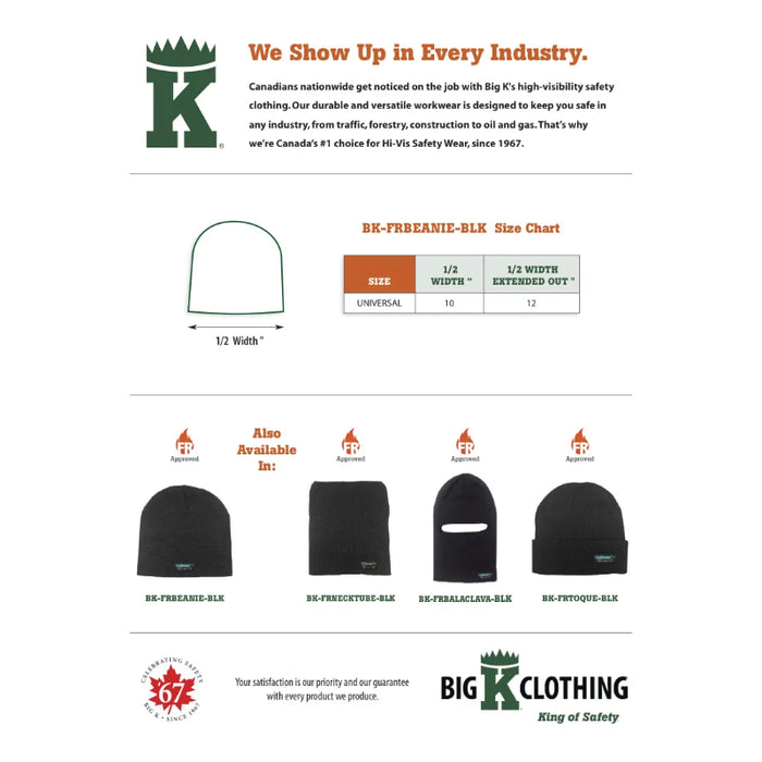 Big K Clothing® Flame Resistant Beanie - Black - BKFRBEANIE