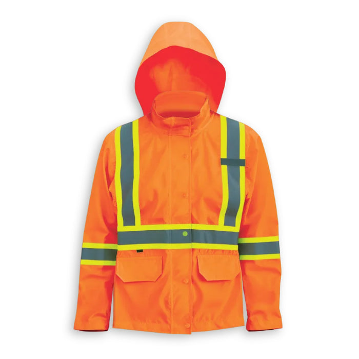 Big K Clothing® High Visibility Woman’s 300 Denier Polyester Rain Jacket - BK802-W