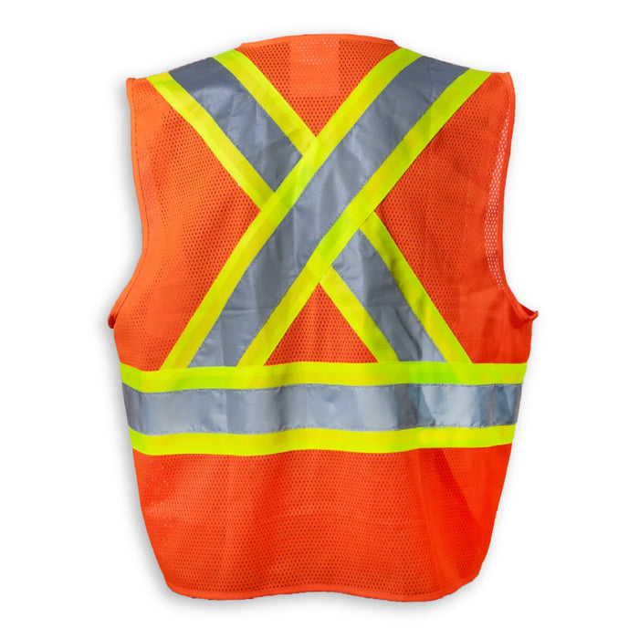 Big K Clothing® High Visibility 100% Polyester Mesh and Zipper Front Safety Vest - Orange - BK205ZIP-MESH